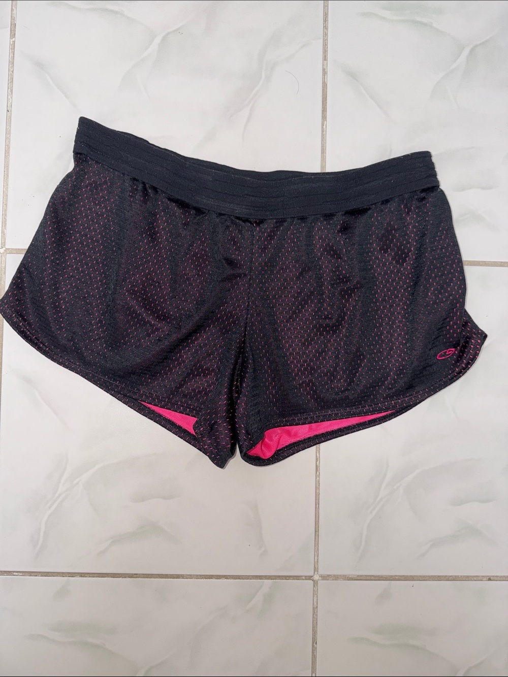 C9 by Champion Black Athletic Mesh Shorts with Pink Lining